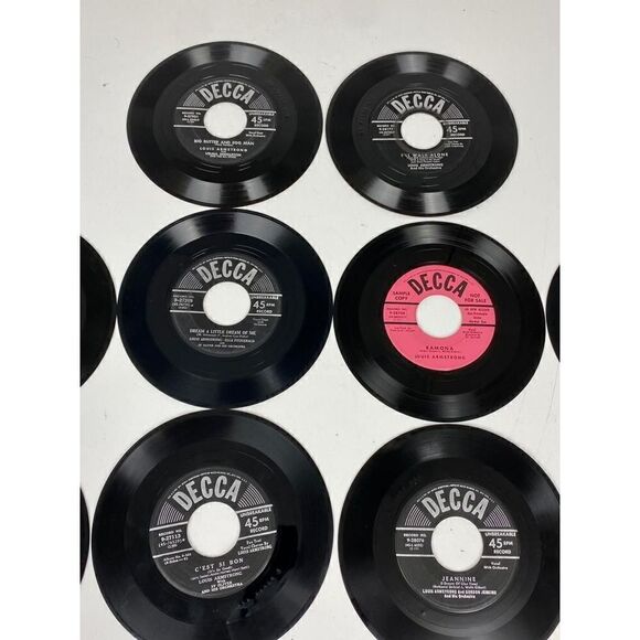 Vtg Record Album & 18 45 RPM Vinyl Records Louis Armstrong Dream a Little Dream - Picture 7 of 11